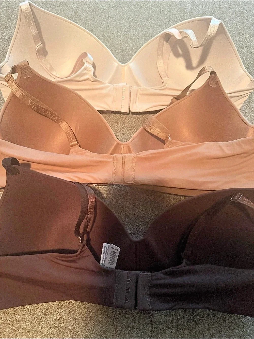 Victoria's Secret T-Shirt Lightly Lined Wireless Bra Lot 38D Brown & Beige